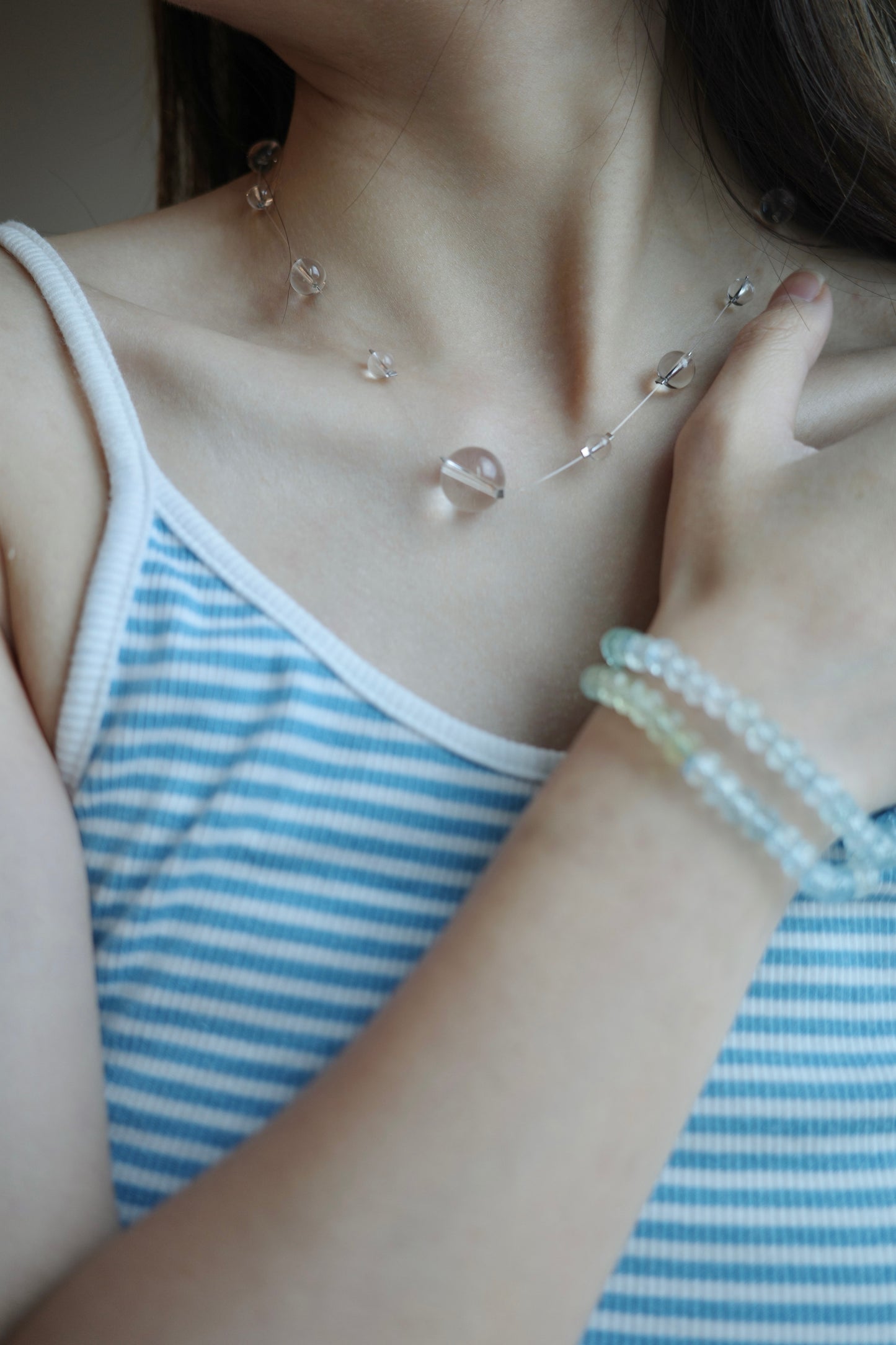 Clear Quartz Goddess Crystal Beaded Necklace