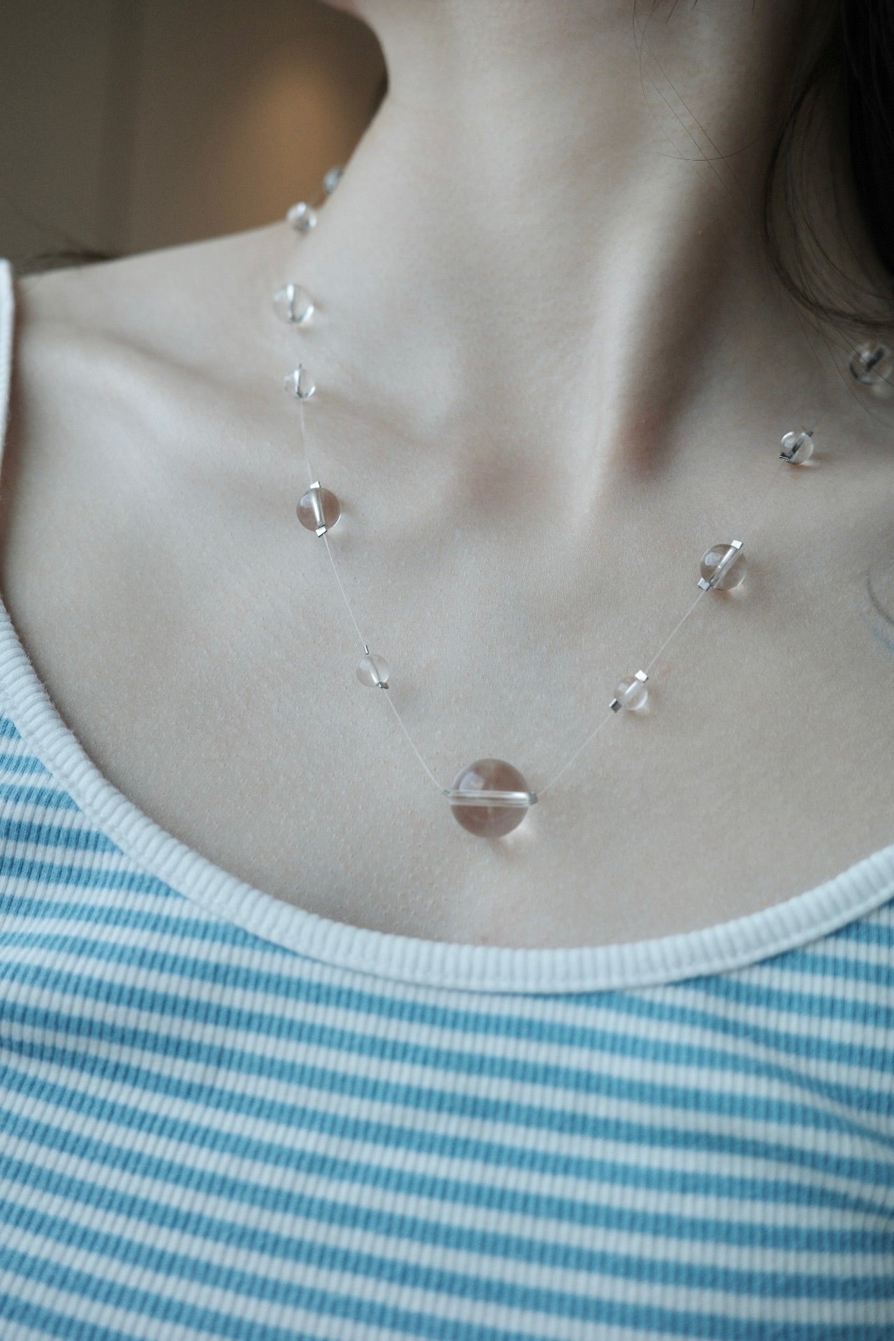 Clear Quartz Goddess Crystal Beaded Necklace