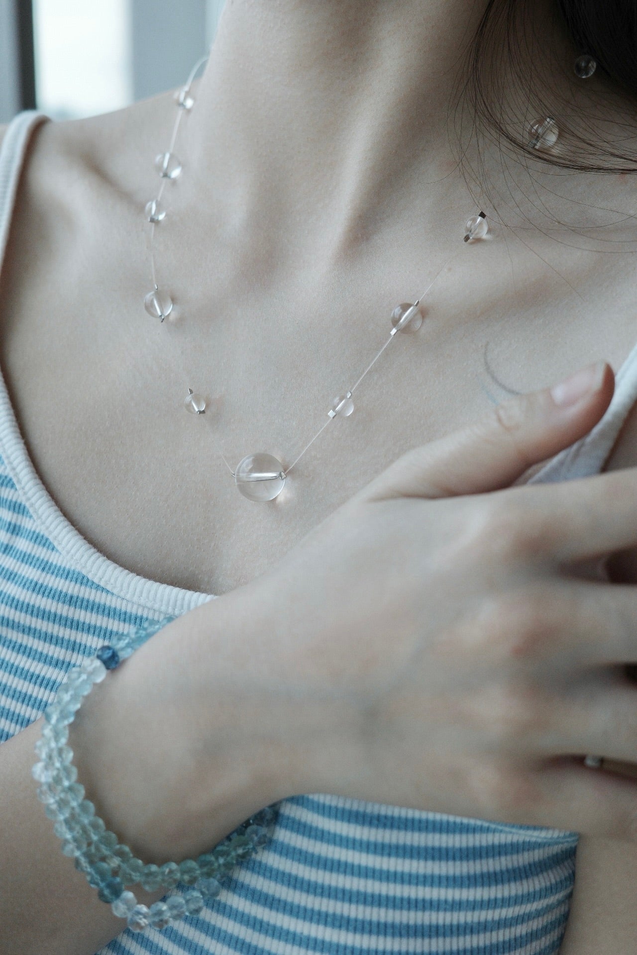 Clear Quartz Goddess Crystal Beaded Necklace