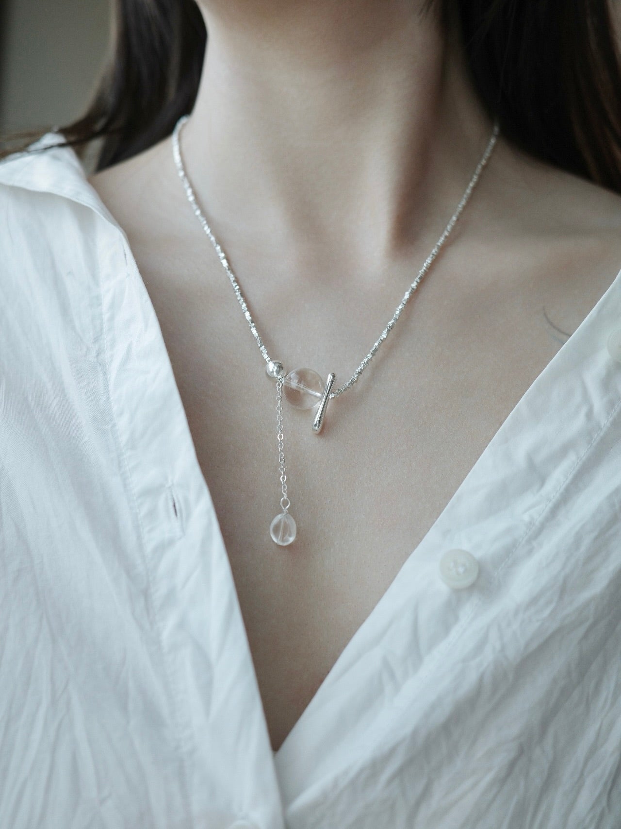 Water drop Goddess Crystal Beaded Necklace