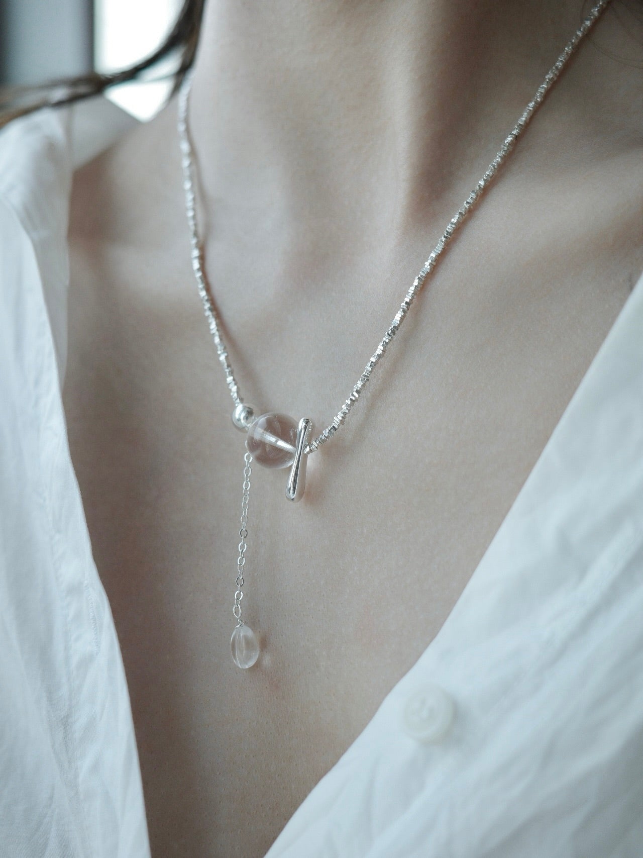 Water drop Goddess Crystal Beaded Necklace