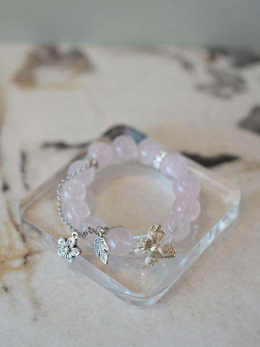 Butterfly Rose Quartz Energy Bracelet