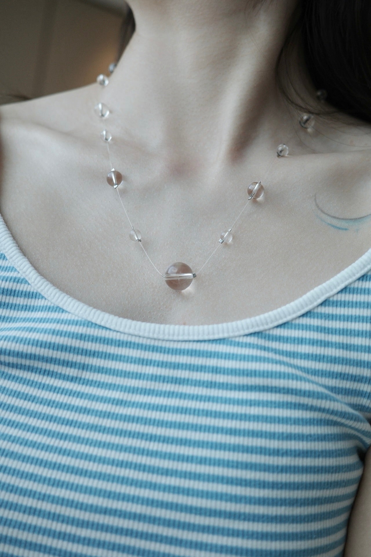 Clear Quartz Goddess Crystal Beaded Necklace